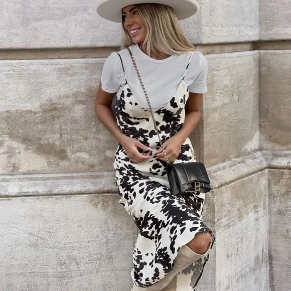 Zara Satin Effect Printed Dress New - Picture 4 of 9